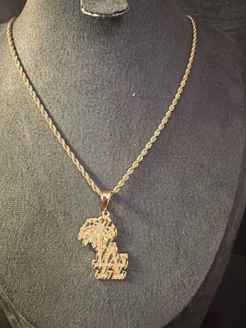 Gold-Tone Palm Tree Initial Pendant Necklace - Women Jewelry